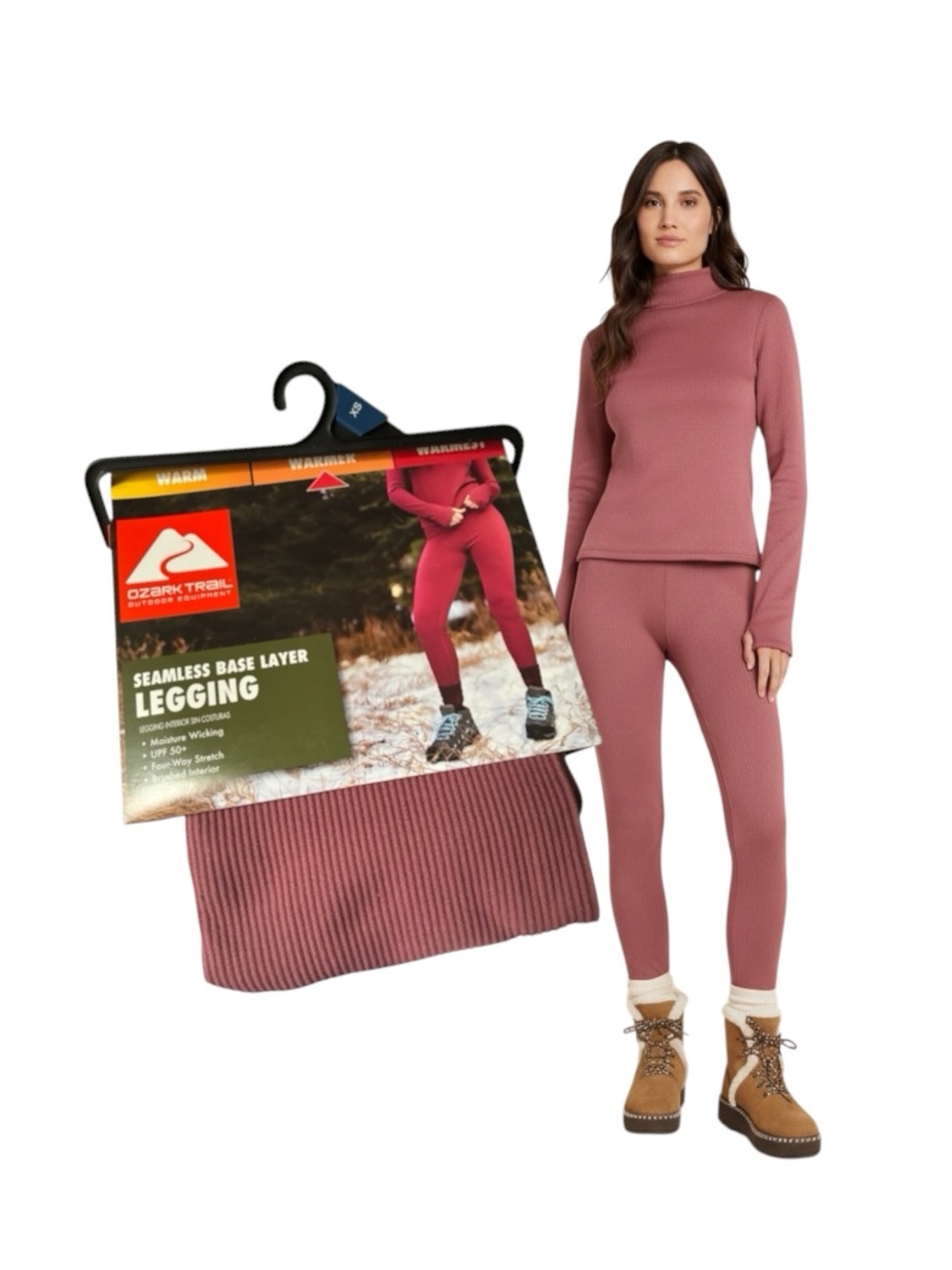Ozark Trail Women's Seamless Base Layer Leggings - Wild Ginger